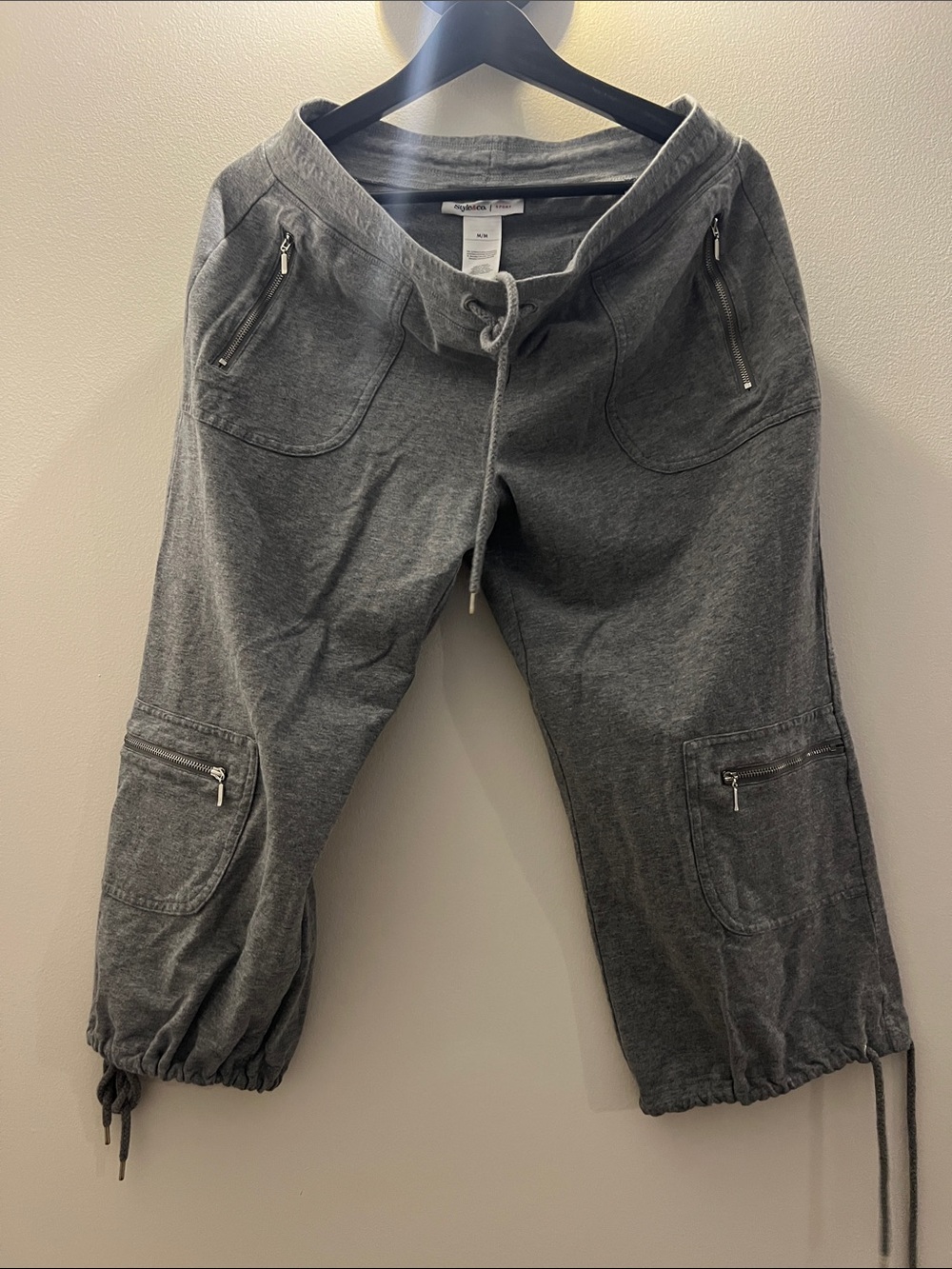 Style & Co. Gray Capris with Drawstring Waist and Zip Pockets